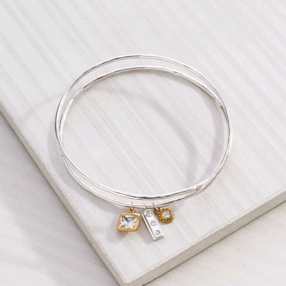 SILPADA In The Mix Charm Bangle Bracelet Sterling Silver & Brass B3079 - Picture 1 of 7